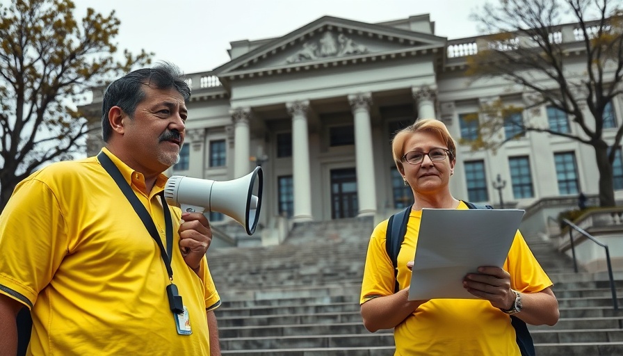 Protest outside a government building in Houston regarding drainage fees accountability.