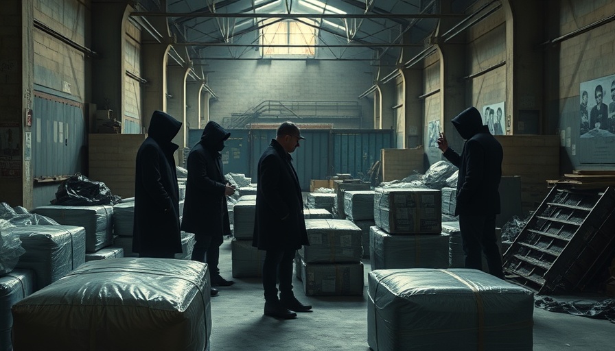 Secretive meeting in urban warehouse related to cocaine trafficking networks.
