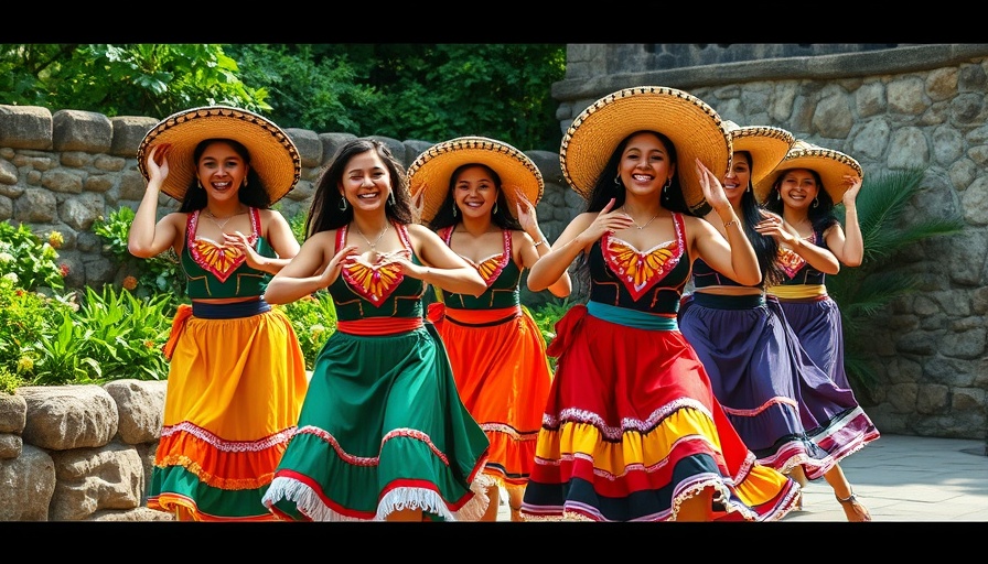 Traditional Mexican dancers performing in San Antonio for summer night entertainment.