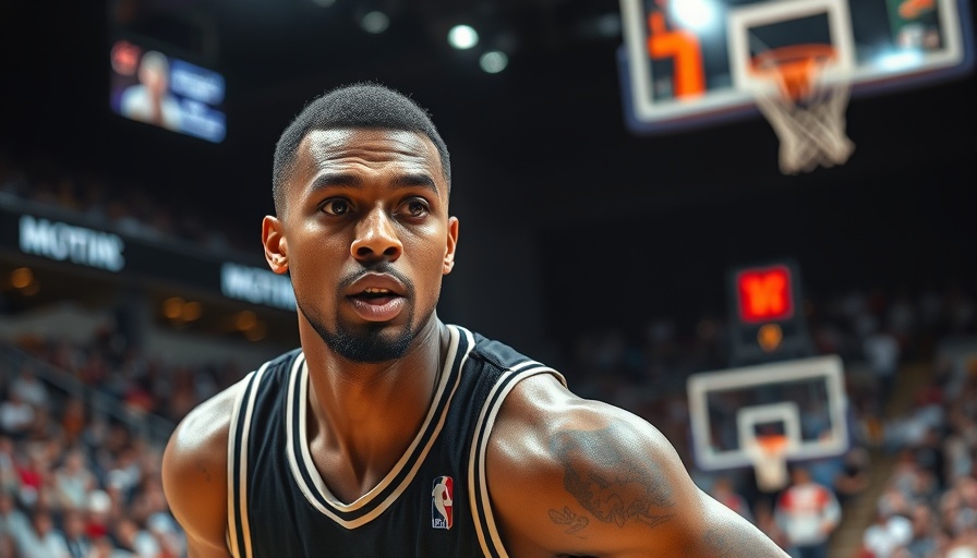 NBA playoffs focused player action shot, intense and determined on court.