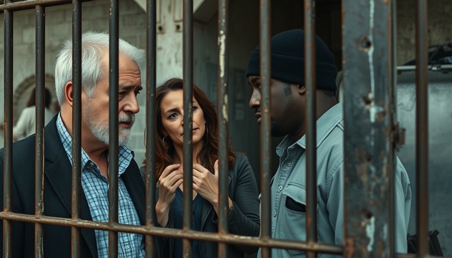 Individuals discussing through metal bars highlighting immigration news USA.