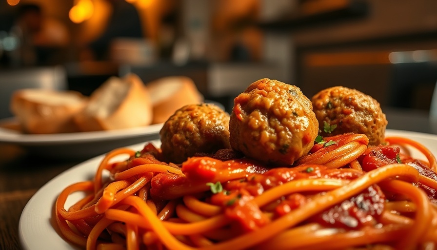 San Antonio dining offerings: spaghetti with meatballs in warm restaurant.