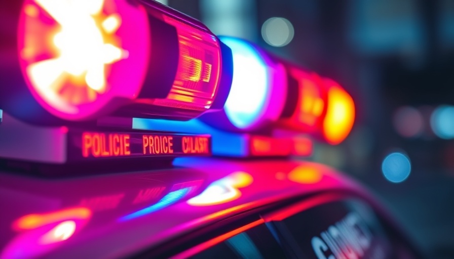 Vibrant police lights at night, urban setting, Texas woman missing found dead.