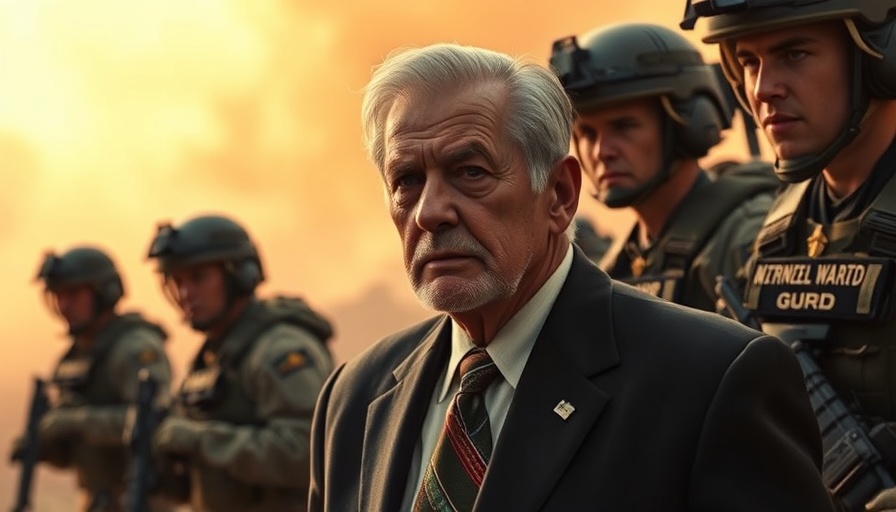National Guard deployment in Los Angeles with concerned older man.