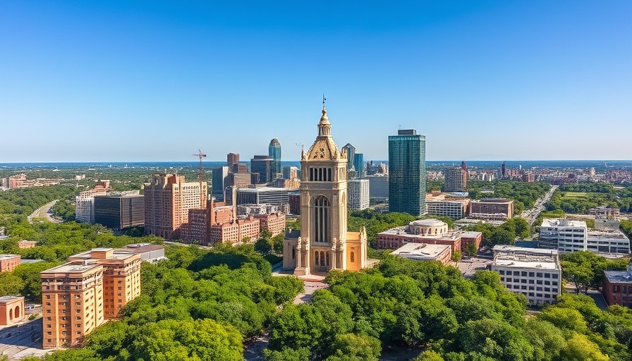 Aerial view of San Antonio skyline and Tower of the Americas.