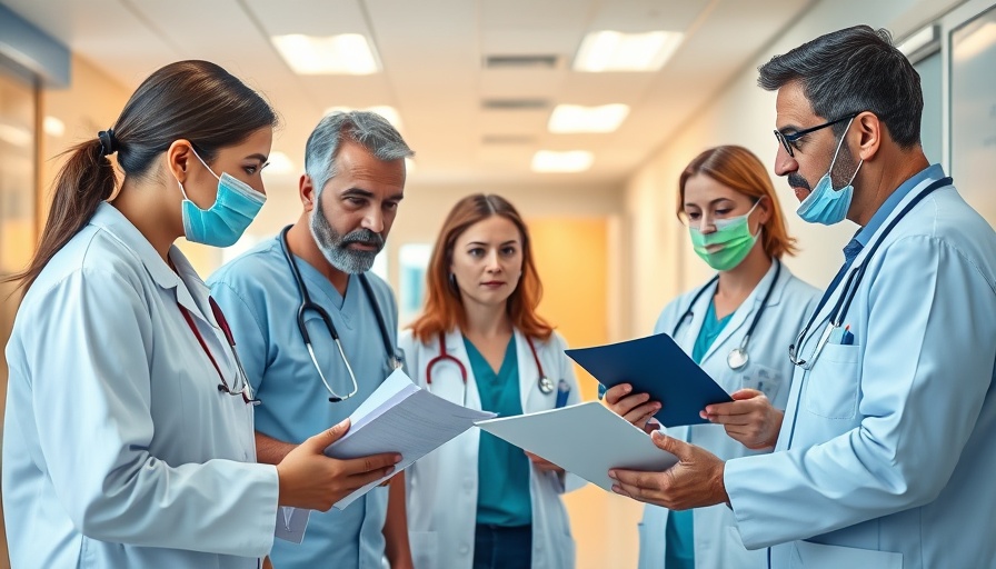 Healthcare professionals discussing charts in a hospital - national health news.