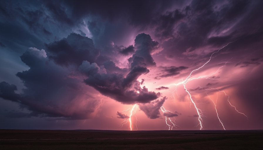 Intense thunderstorm with lightning in Oklahoma landscape