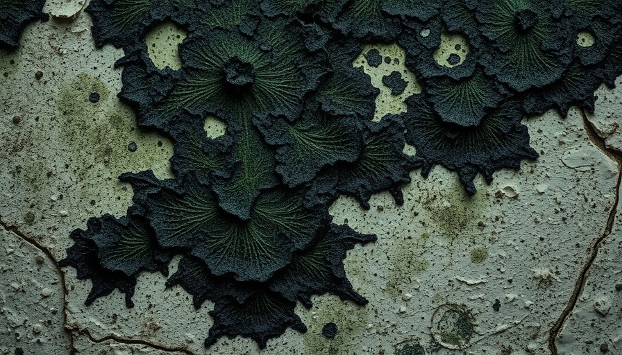 Close-up of black mold growth on surface, illustrating health effects.