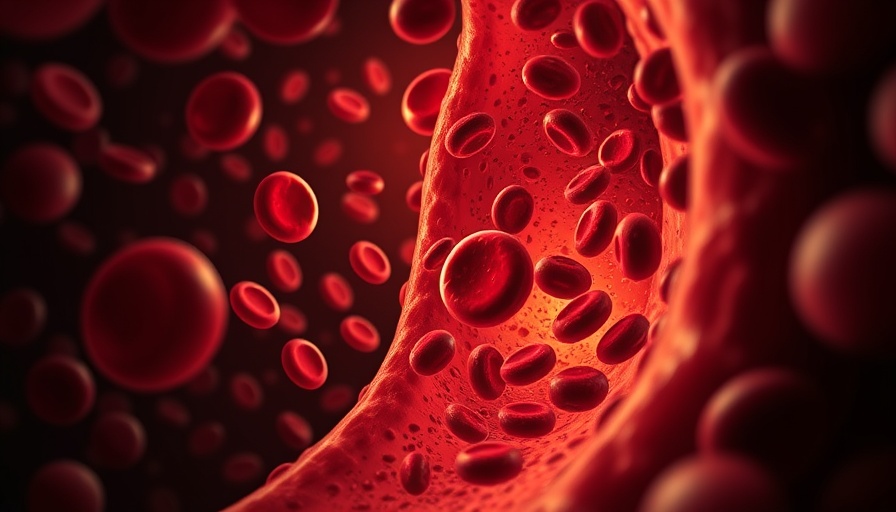 Medical illustration of artery showing blood clots related to genetic risk.