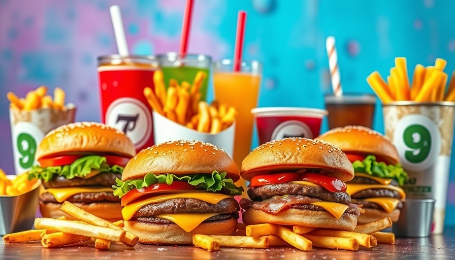 San Antonio dining: vibrant fast-food spread featuring burgers and fries.