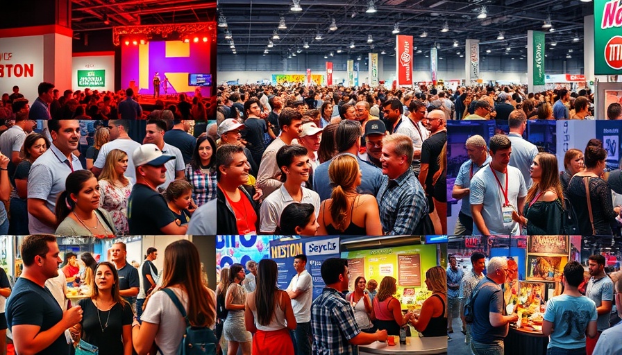 Collage of weekend events in Houston with smiling people and vendors.