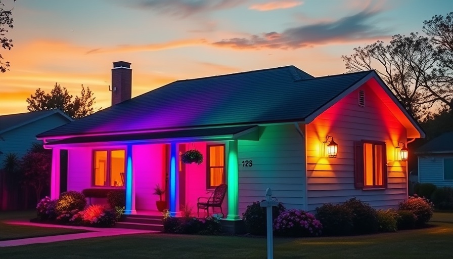Houston home's vibrant rainbow lights.