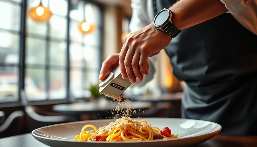 San Antonio dining experience - chef grating cheese in restaurant.