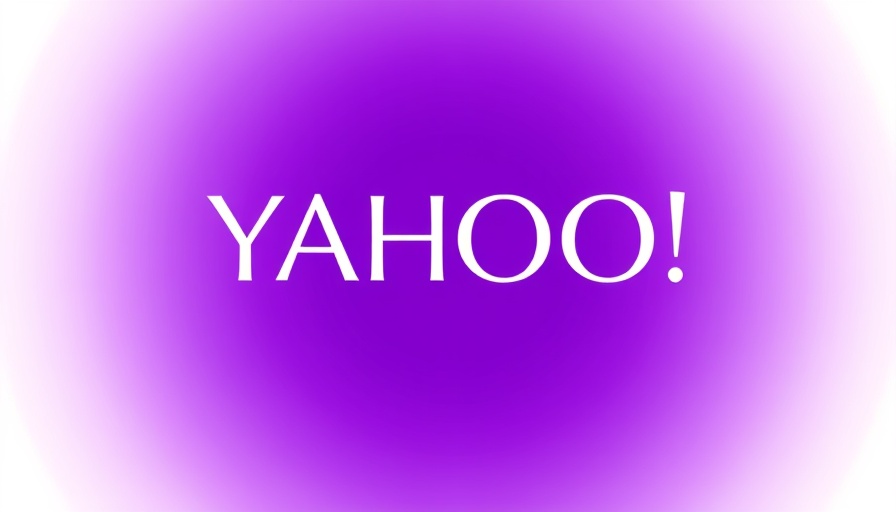 Yahoo logo with purple gradient background.