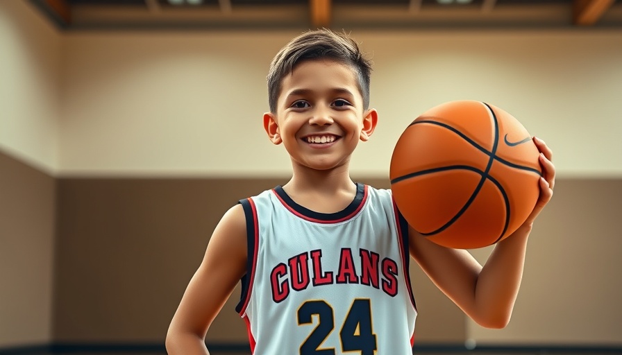 Young boy in gym holding basketball, representing gun violence impact.