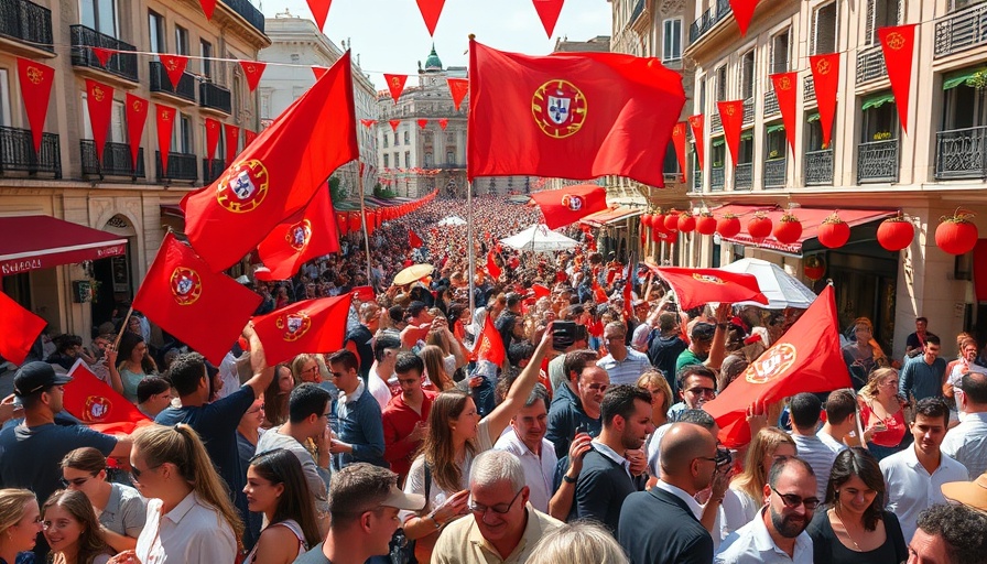 Portugal National Day celebration in vibrant city square.