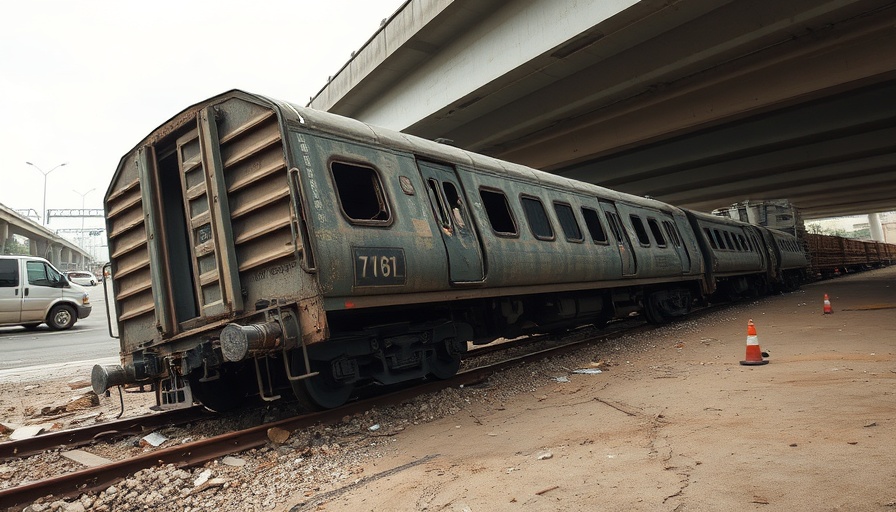 Train derailment in Houston: Freight car overturned under overpass.