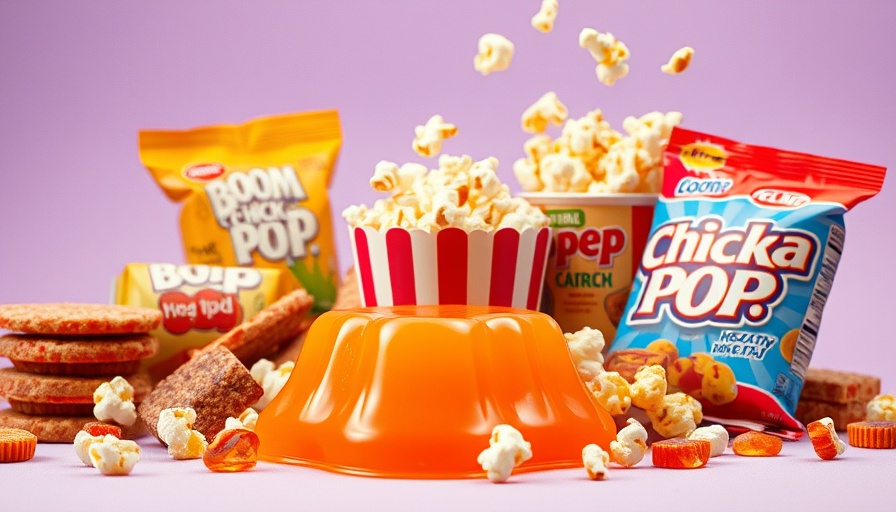 Vibrant healthy snacks with popcorn and gelatin, dynamic food scene 2025.