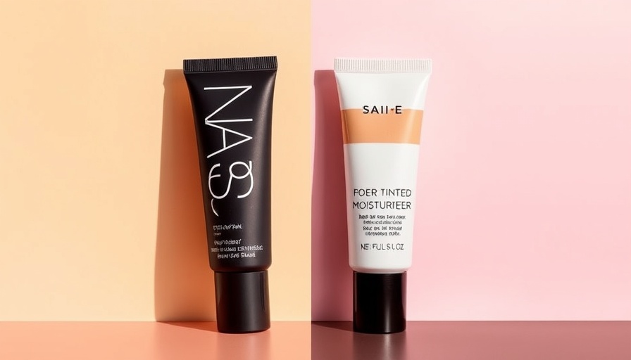 Top tinted moisturizers for mature skin, featuring NARS and Saie.