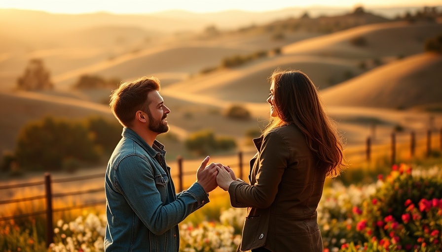 Eden Ranch Flower Mound Proposal scene with joyful couple.