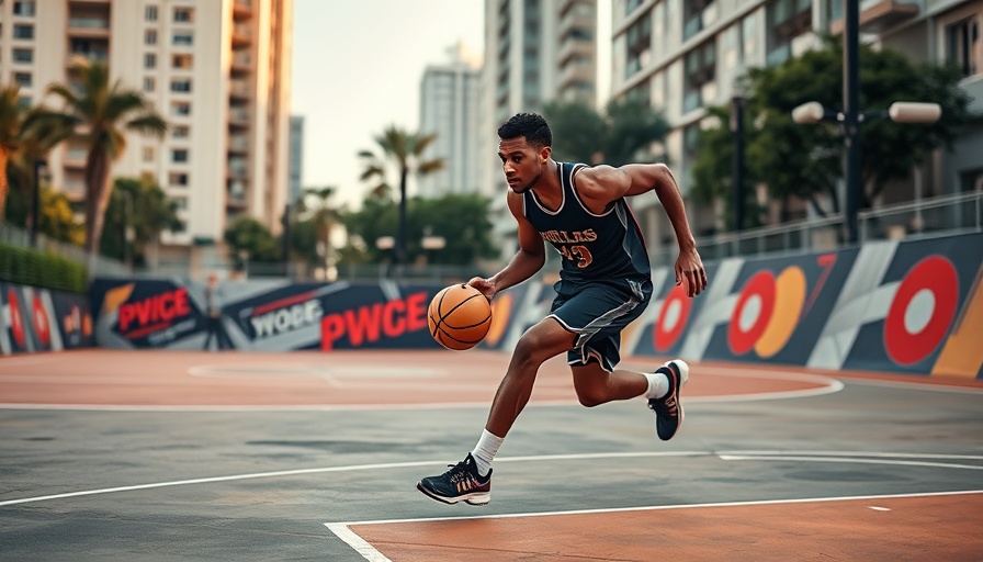 NBA Playoffs without Giannis on an outdoor court with vibrant branding.