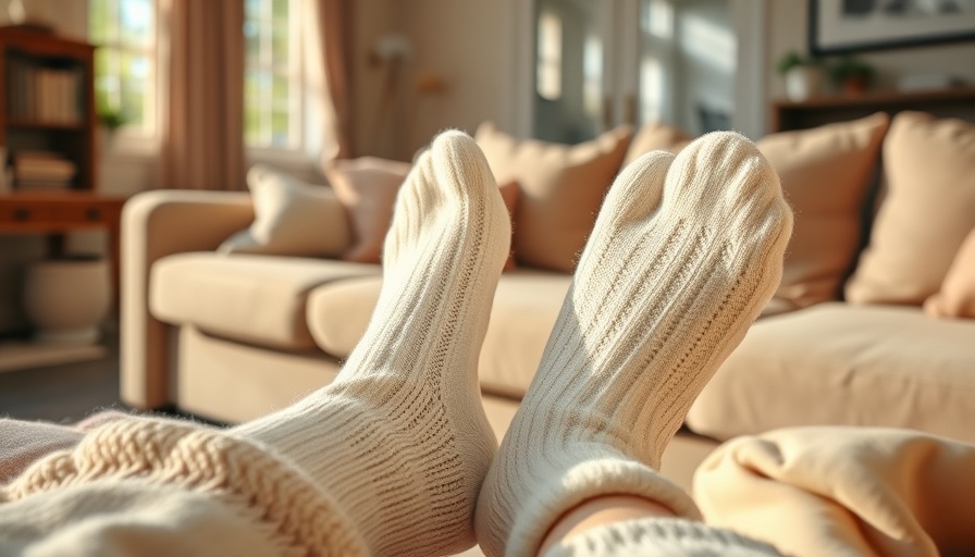 Cozy white socks on feet, enhancing circulation naturally.