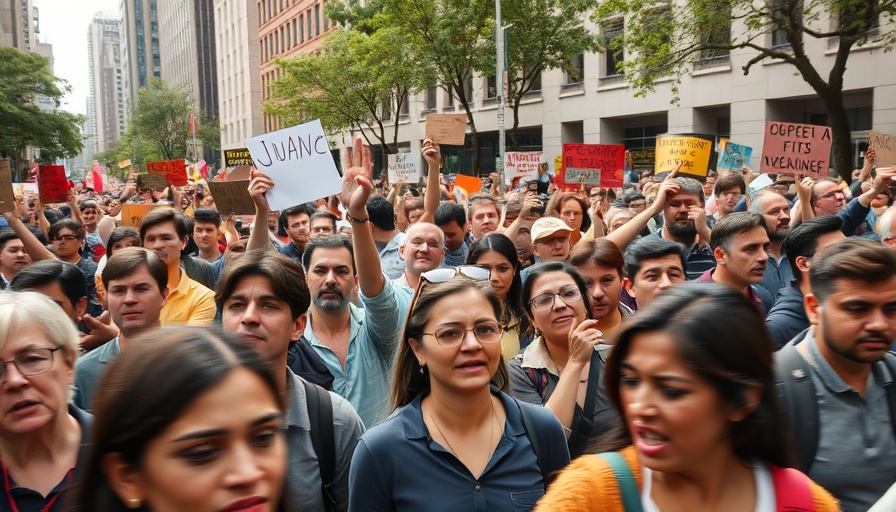 Protesters gathered in a city, showcasing wider protests beyond LA.