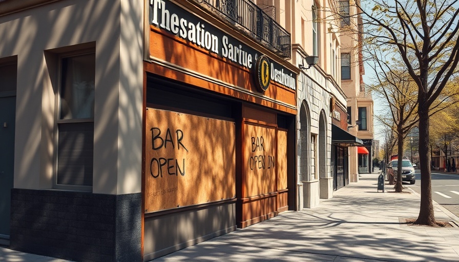 San Antonio street with boarded-up bar open