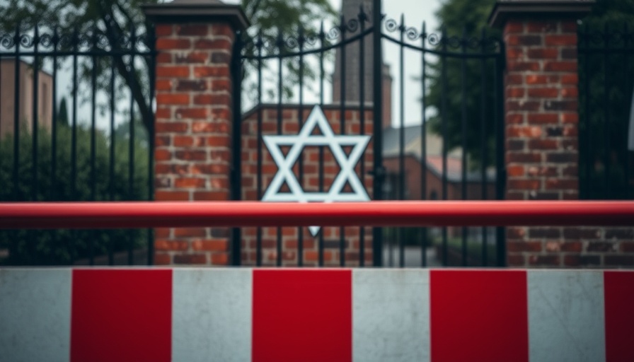 Jewish menorah on brick wall with barrier in San Antonio.