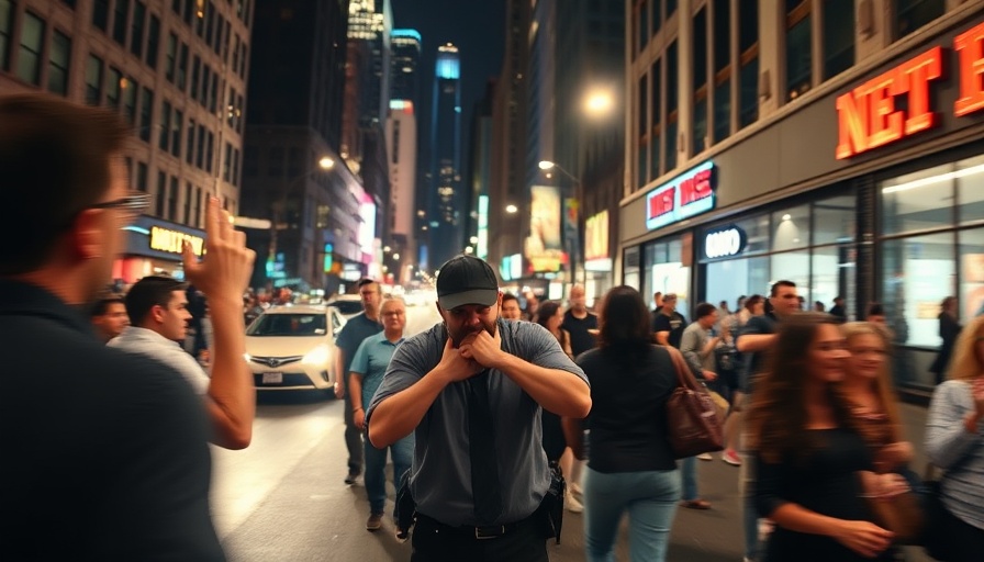 Dynamic scene depicting a robbery attempt in Midtown Houston street.
