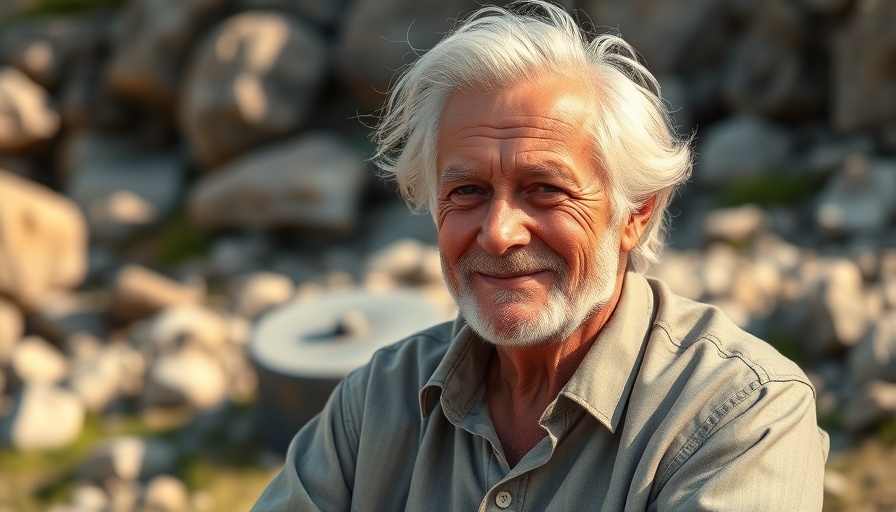 Older man outdoors, thoughtful smile in natural sunlight.