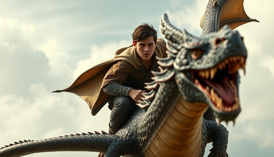 Live-action How to Train Your Dragon remake features a young rider on a dragon in flight.