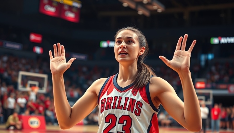 WNBA player's spirited gesture on the court, highlighting game moment.