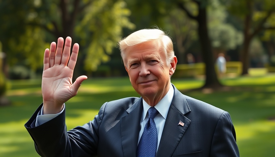 Former president waving in a park setting during daylight.