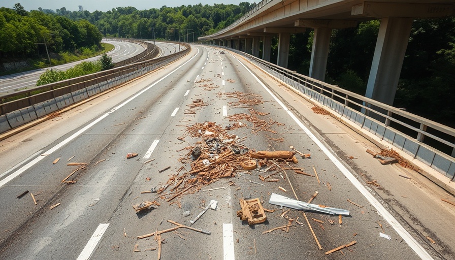 Houston traffic shutdown I-45 debris on highway ramp.