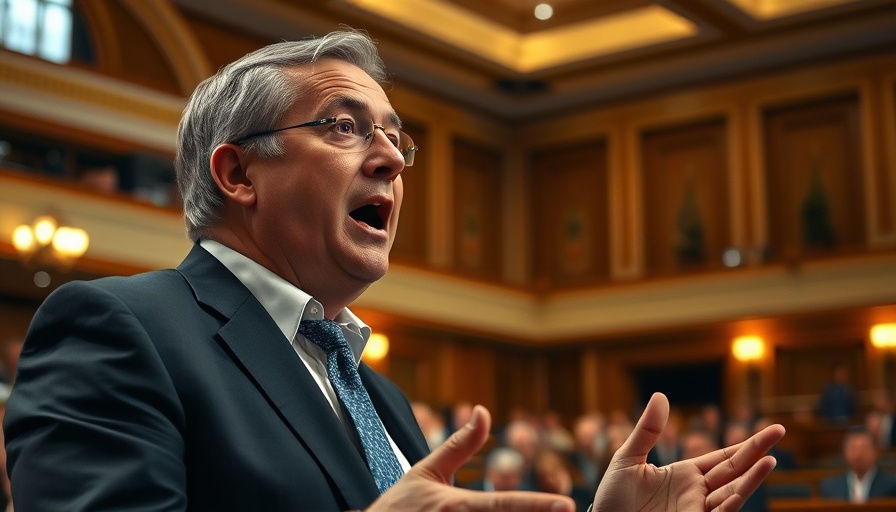 Middle-aged man speaking at an official assembly, first amendment news.