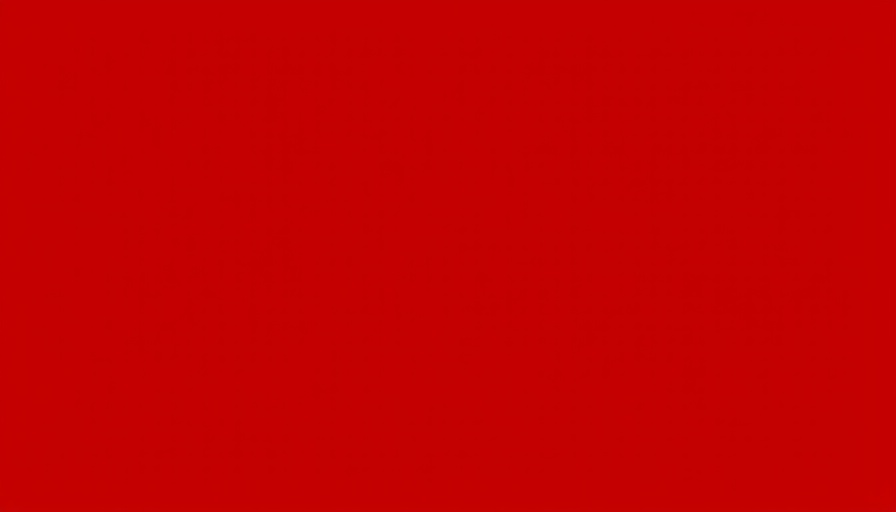 Solid red background color, minimalistic design