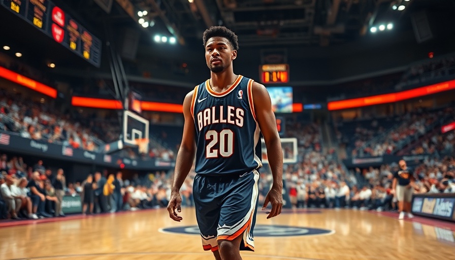 NBA player confidently walking on court during game, highlighting intensity.