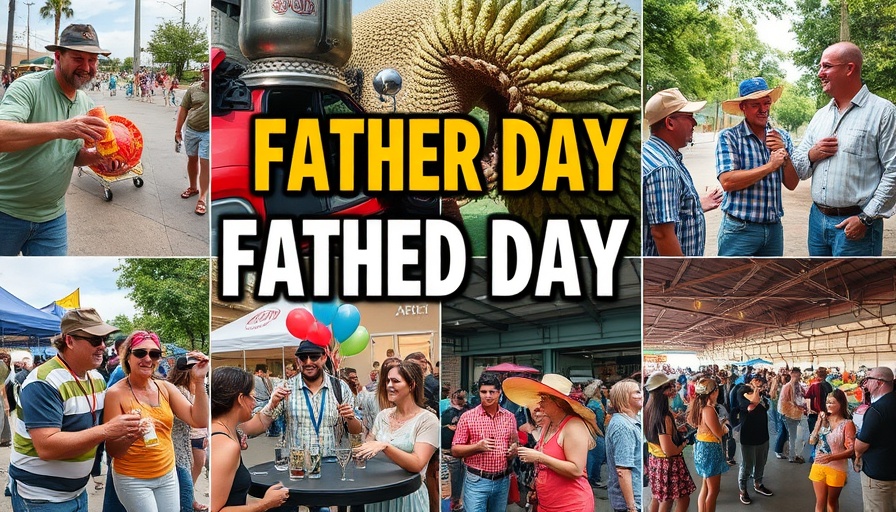 Vibrant San Antonio Father's Day events collage featuring diverse activities.