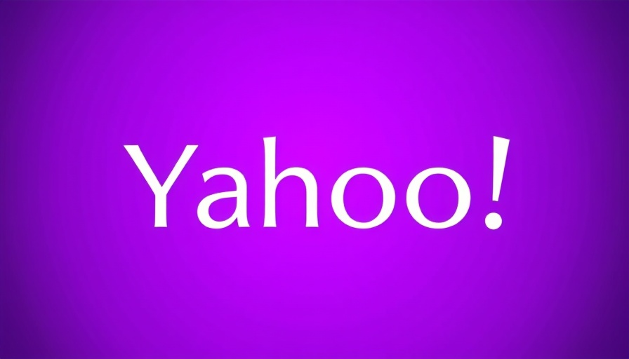 Yahoo logo on purple gradient background.