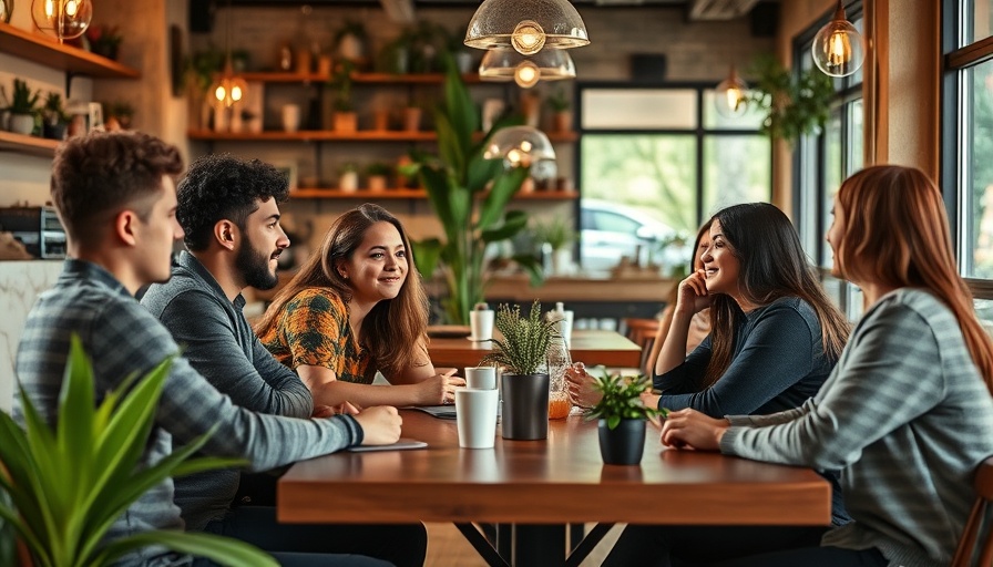 San Antonio entrepreneurs collaborating in a coffee shop meeting.