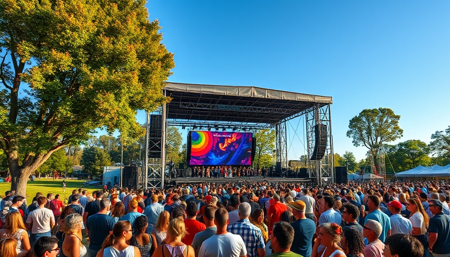Outdoor event in San Antonio representing economic growth, vibrant crowd and stage.