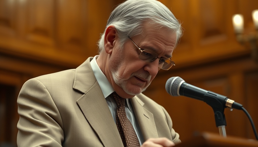 Man speaking into a microphone in a wooden-paneled room.