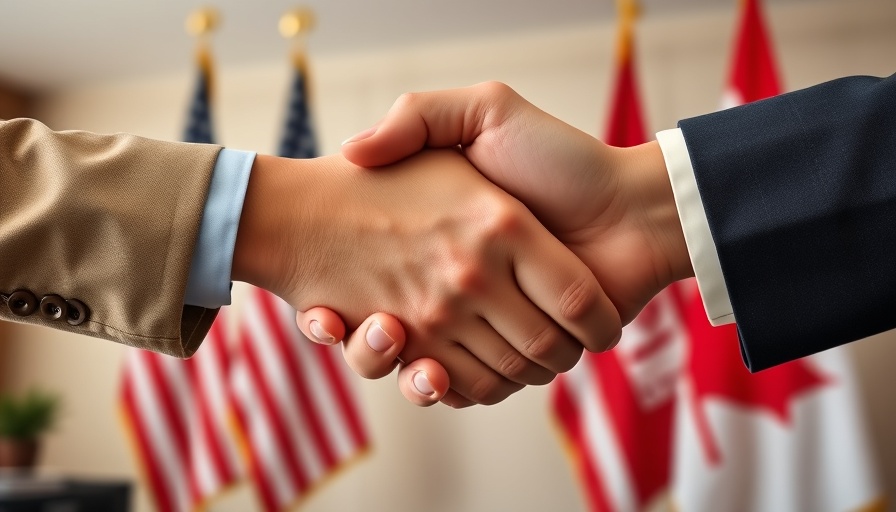 Symbolic handshake representing U.S.-Canada relations.