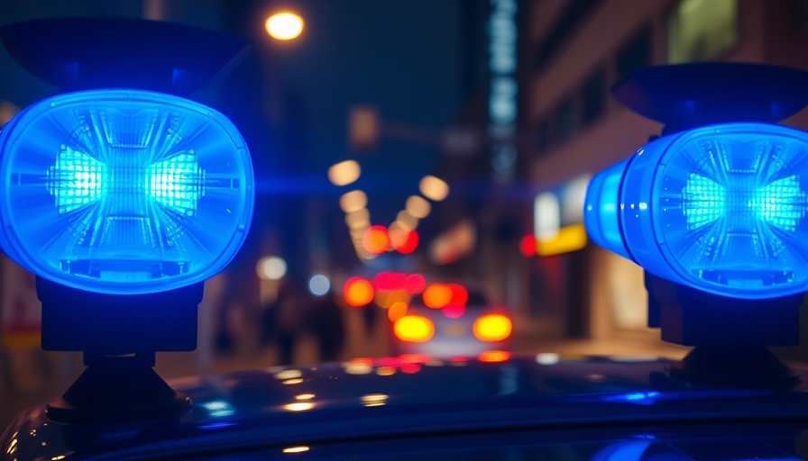 Police lights illuminating scene at block party shooting Cleveland.