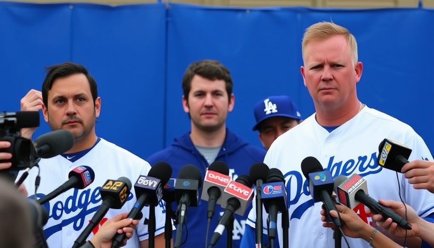 Shohei Ohtani's former interpreter stands with him amid reporters.