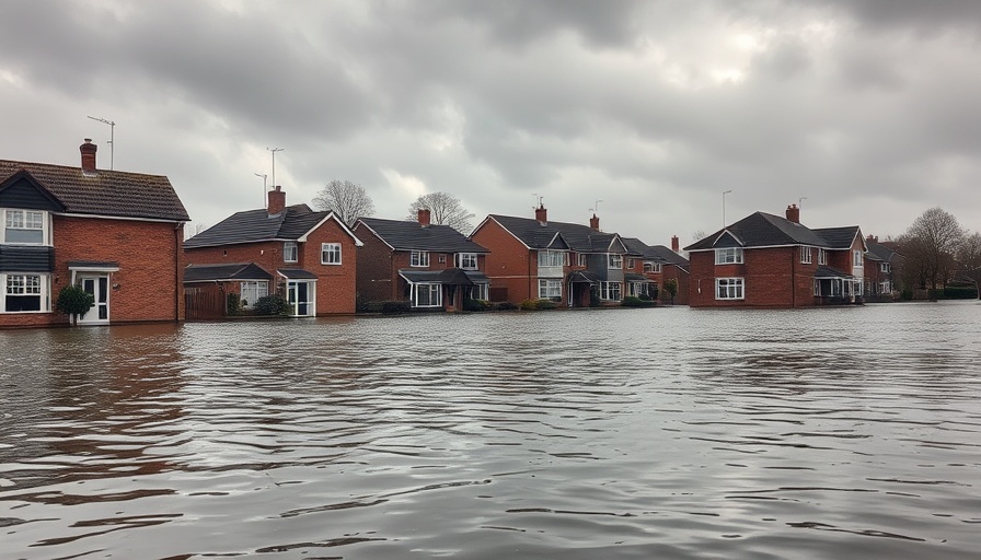 Flooded neighborhood illustrating FEMA storm prep program cuts impact.