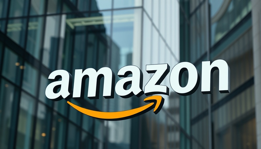 Cinematic view of Amazon logo on glass building, reflecting restructuring.