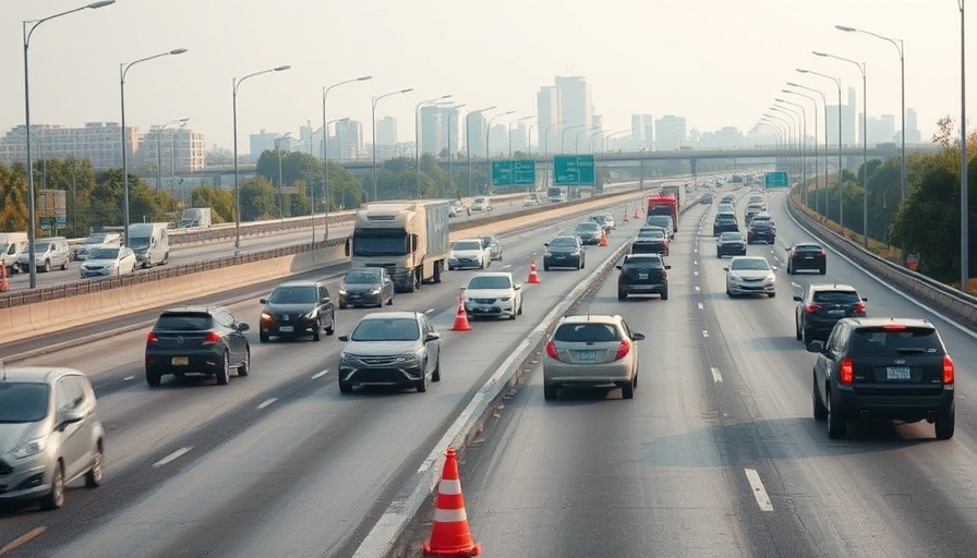 Lane closures on US 380 with traffic and construction cones.