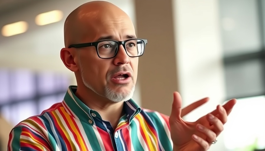 Bald man discussing, representing Democrats working-class voters.